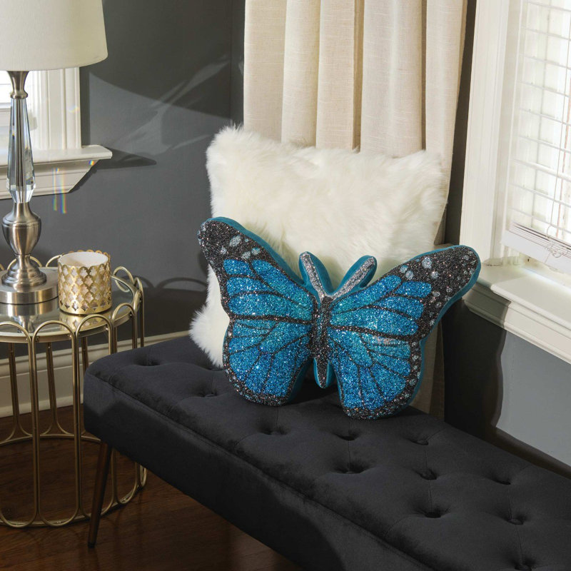 Coussin papillon Sparkles Home Luminous Collection | Velours strass | Coussin décoratif