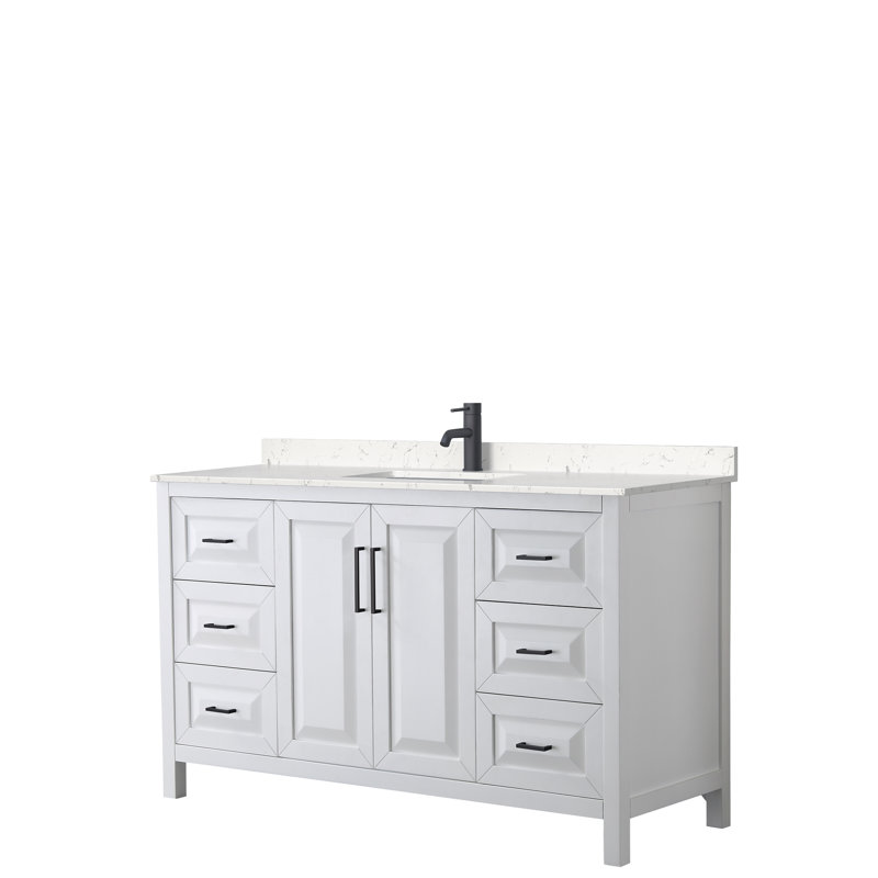Daria 60'' White Single Bathroom Vanity with Carrara Marble Top