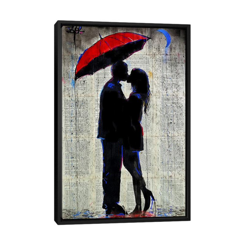 «Moon in Indigo» par Loui Jover - impression d'art graphique, H 26 po x l 18 po x 1,5 po, Toile avec cadre noir, Pas de tapis