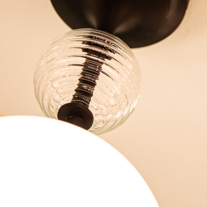 Celia Glass Semi Flush Mount, Matte Black