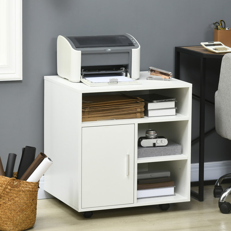 Alysia 1 -Door 3 -Shelf Storage Cabinet, White