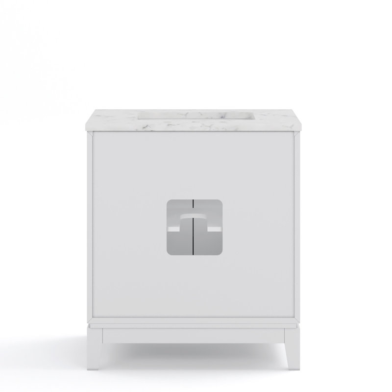 Belmar 30'' Single Bathroom Vanity with Marble Top, White