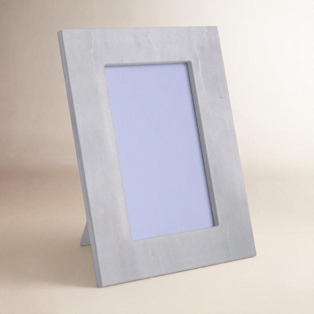 Matheson Marble Matte Picture Frame with Mat, 5" x 7", White