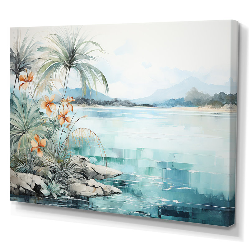 Erlich - Décoration murale plage et océan, Toile tendue, H 34 po x l 44 po x P 1,5 po