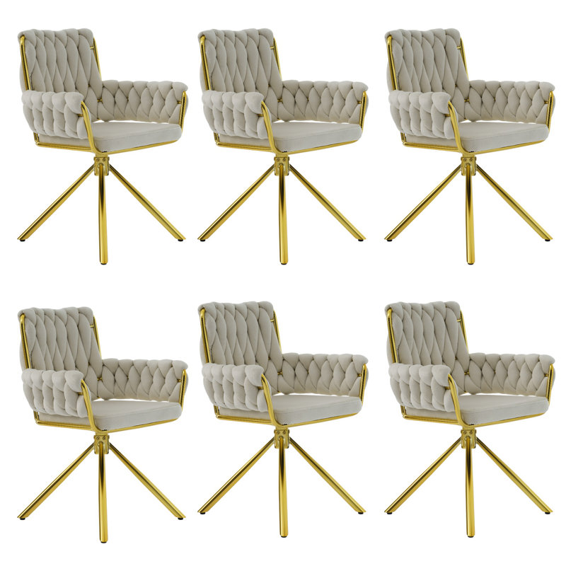 Helmville Tufted Velvet Metal Armchair (1Pcs), Beige, 6