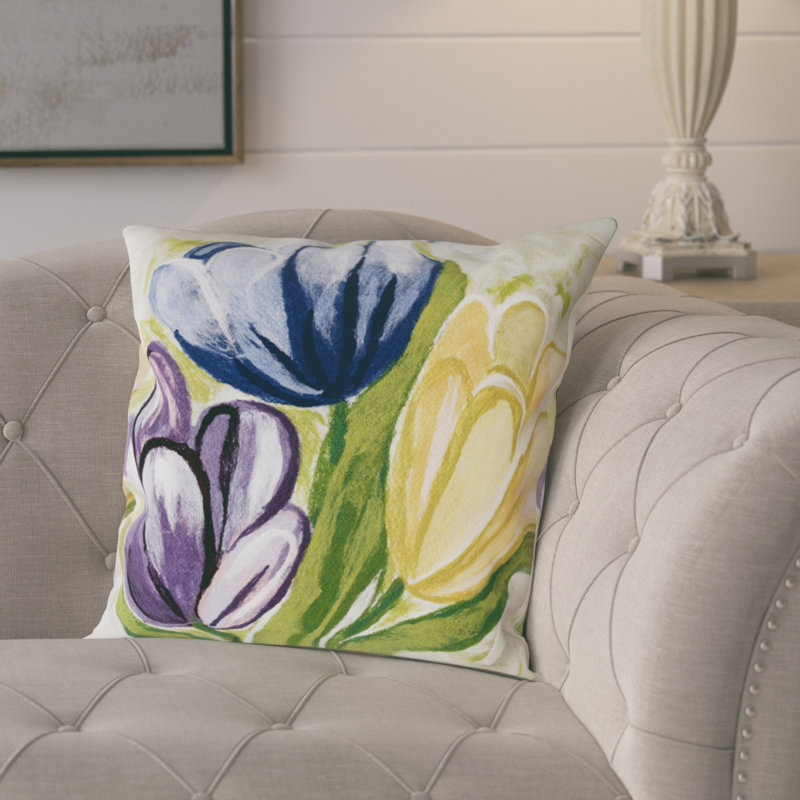 Annemarie Tulips Outdoor Rectangular Pillow Cover & Insert, 20" x 20", Cool