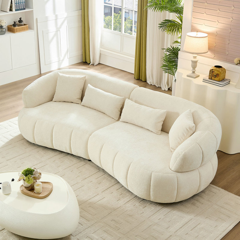 Canapé 102,36 pouces de style nuage, canapé modulaire incurvé moderne, canapé en tissu texturé, canapé rembourré 4 places confortable pour le salon