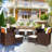 Khotare 8 - Person Acacia Wicker Patio Dining Set with Square Table , Cushions Included-1877619525