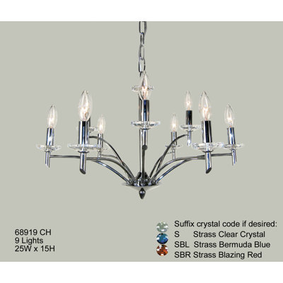 Lustre traditionnel/classique à 9 lumières de style bougie Helsinki