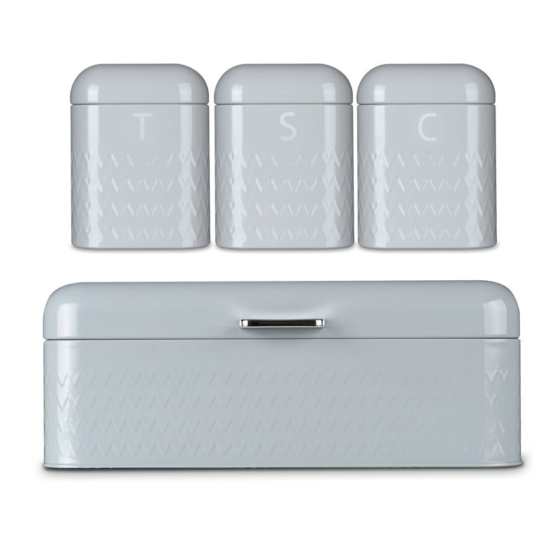 4 Piece Kitchen Canister Set, Grey