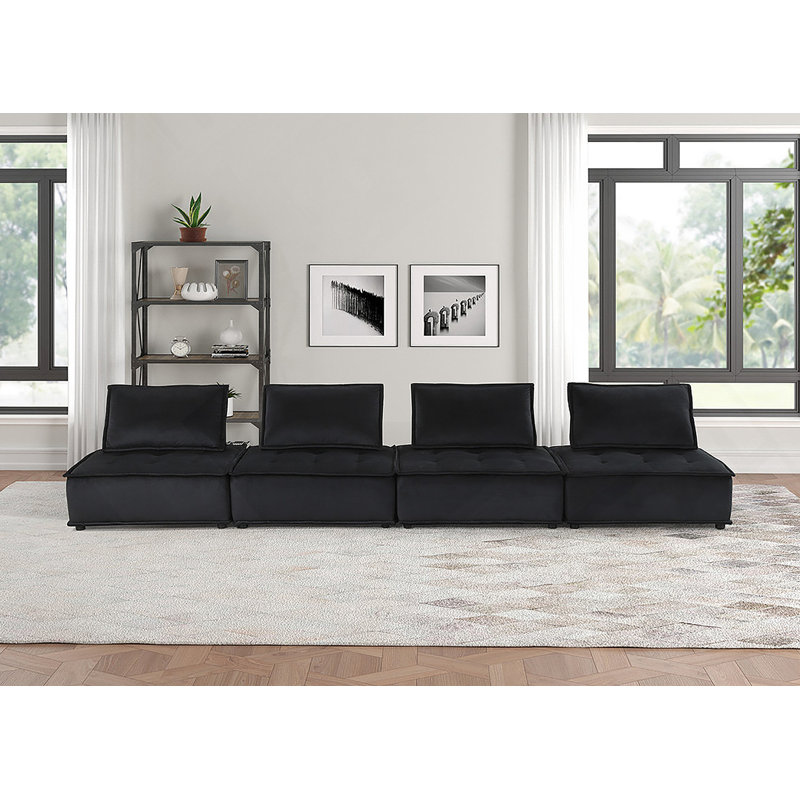 Ensemble de canapé modulaire en velours de 120 pouces avec repose-pieds pour un confort spacieux et une élégance moderne