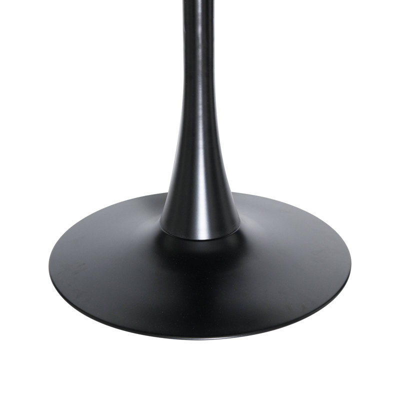 5-Piece Dining Set With 35" Round MDF Dining Table And 4 Plastic Side Chairs With Black Legs, Clear