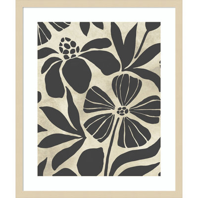 «Linocut Garden I» par June Erica Vess, reproduction d'art encadrée sur bois