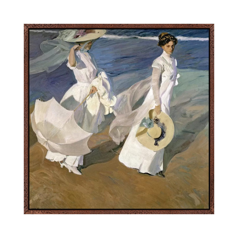 Strolling Along The Seashore, 1909 by Joaquin Sorolla Y Bastida - Painting on Canvas, 93.98cm H x 93.98cm W x 3.81cm D
