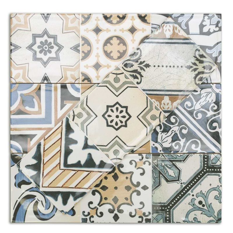 Santa Monica 4X12 Ceramic Wall Tile, Warm Deco