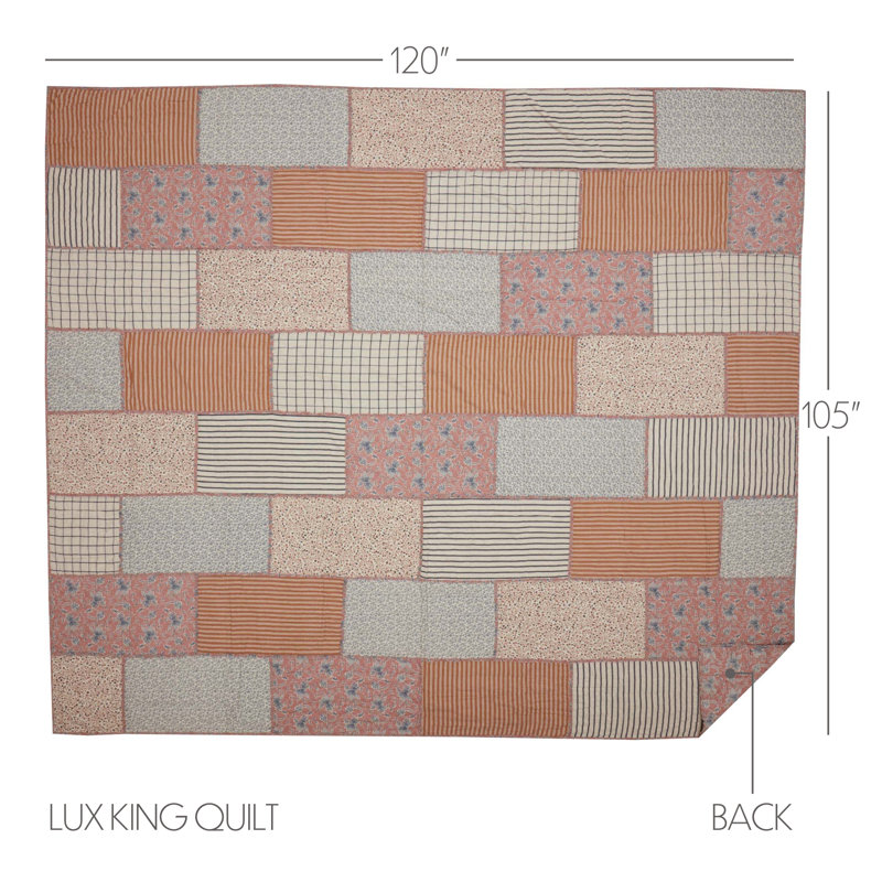 Kailia Farmhouse / Country Cotton Twill Patchwork Quilt, Luxury King Quilt