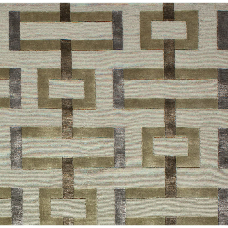 Geometric Area Rug in Brown/Gray/Beige, Rectangle 9' x 12'