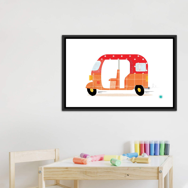 Rickshaw - Imprimé, Toile avec cadre noir patiné, Pas de tapis, H 26 po x l 40 po x 1,5 po