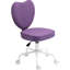 Chaise de bureau à dossier en forme de cœur mauve, réglable en hauteur, pivotante à 360 degrés, tissu en lin et mousse douce, idéale pour la décoration de chambre à coucher