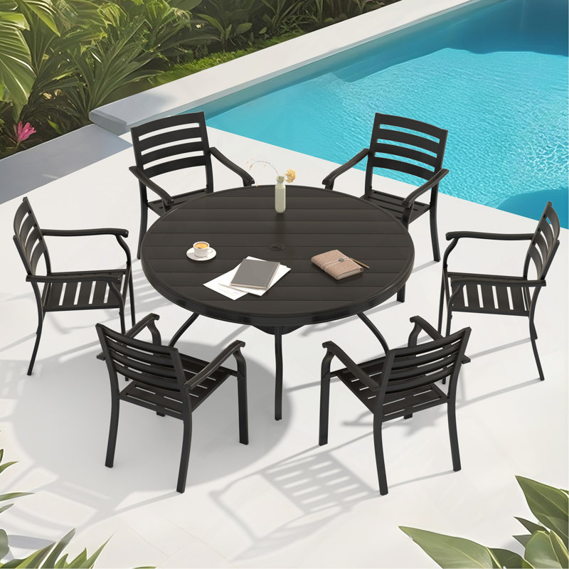 Chaises de terrasse Lron, ensemble de 2 chaises d'extérieur noires, chaises de bistro en métal, chaises de salle à manger d'extérieur en métal toutes saisons, idéales pour les jardins, les terrasses et la piscine