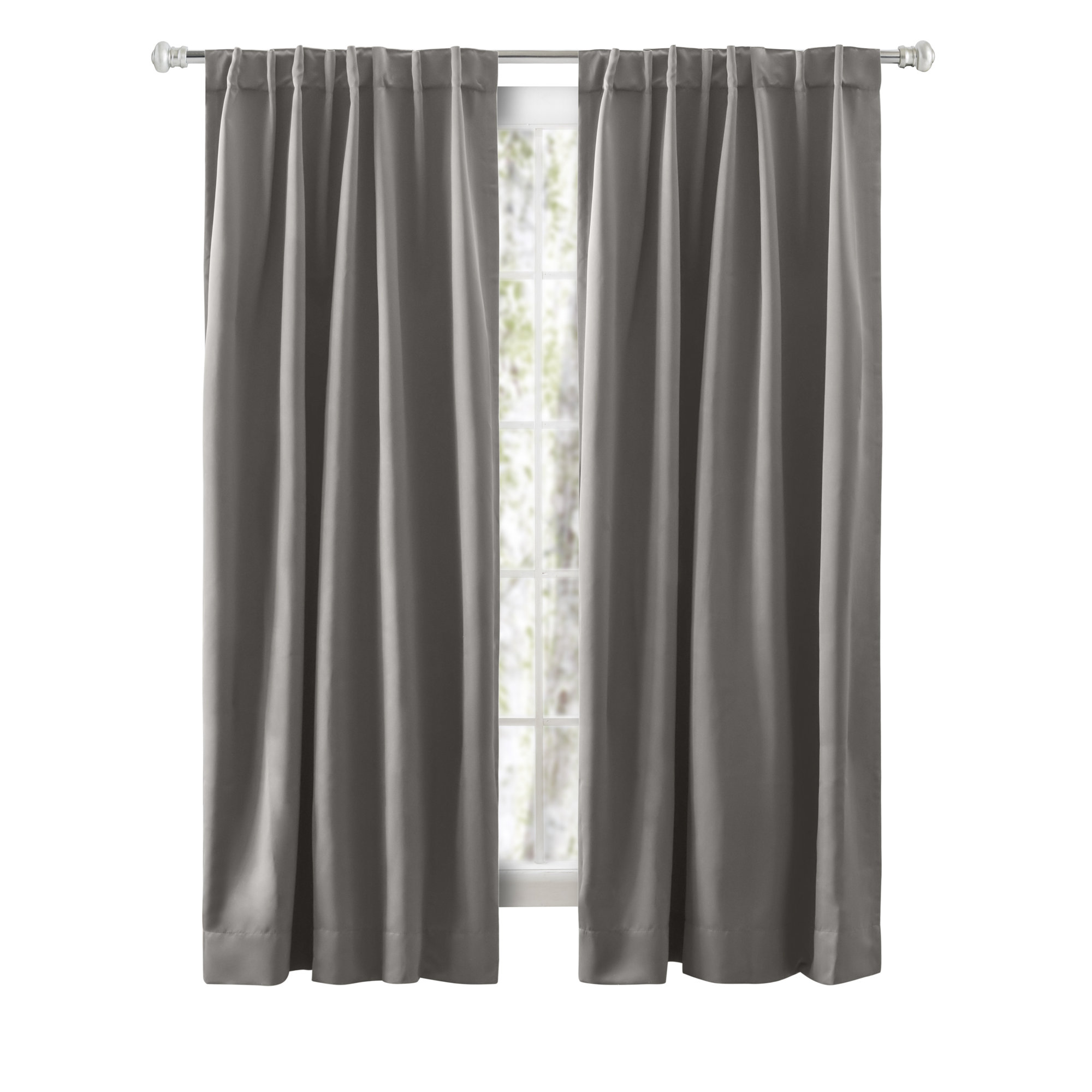 Ardelle Pure Blackout Premium Woven Yarns in a Thermal Rod Pocket w/ Backtabs Curtain Panel, 56" W x 63" L, Gray