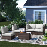 Widener Fully Assembled 4 - Person Seating Group with Cushions | No Assembly Wicker