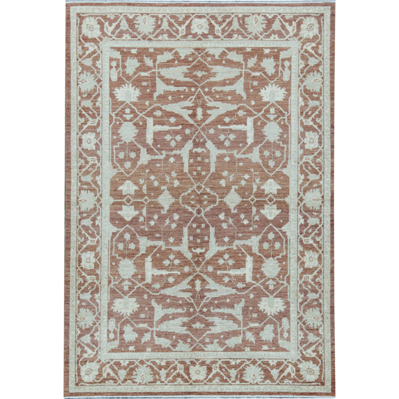 Sultanabad Wool Oriental Area Rug in Rust/Ivory