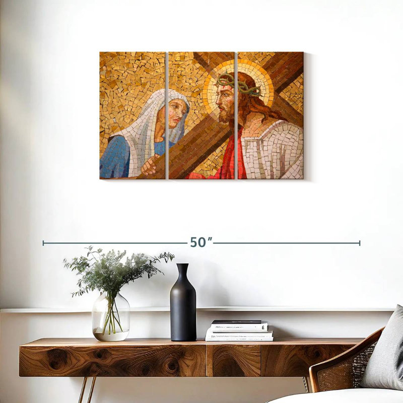 Adella, Jésus-Christ et Marie, mosaïque, H 20 po x l 33 po