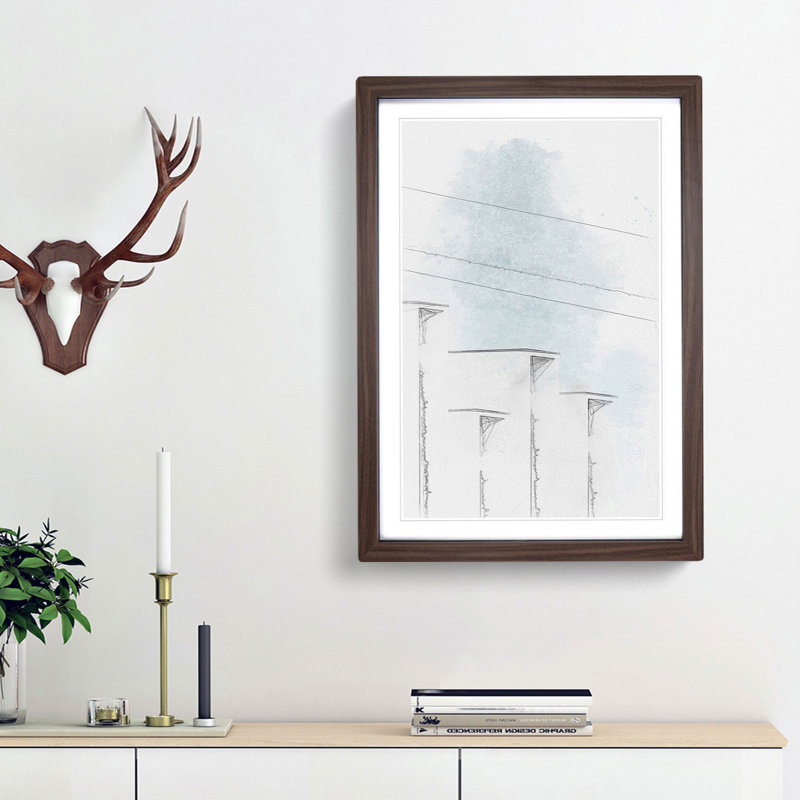 Sketching the Architecture Vol.62 - Picture Frame Drawing Print, Walnut Framed, 87cm H x 62cm W x 2cm D