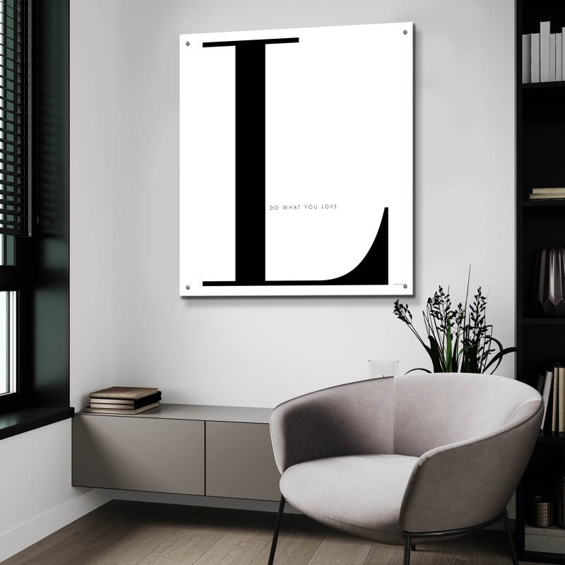 Red Barrel Studio 'L Is For Love On White' by Mercedes Lopez Charro Acrylic Glass Wall Art, 36" H x 36" W x 0.2" D