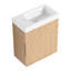 Meuble-lavabo mural 18,5 po avec lavabo en résine, porte simple à fermeture douce, bois naturel, conçu pour optimiser l'espace