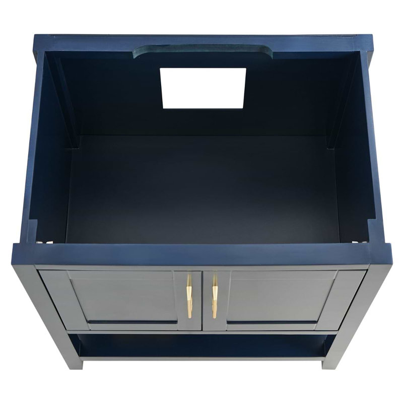 Sheraton 30" Freestanding Standard Single Bathroom Vanity with Top, Navy, Gold Zinc Alloy