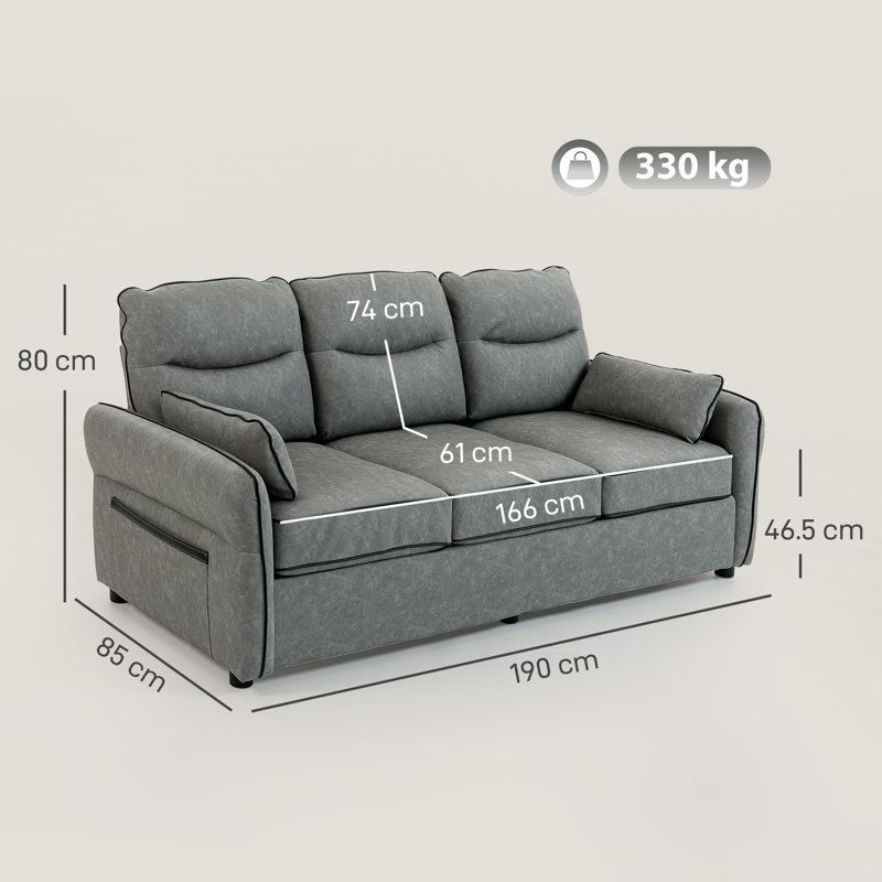 3 Seater Faux Leather Sofa