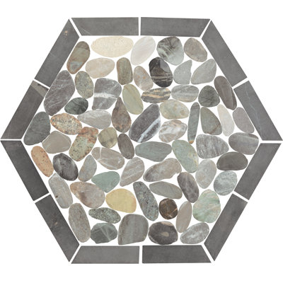 Daltile Pebble Oasis Natural Stone Framed Hexagon Pebble Mosaic 11" x 10" (11 PC per Carton) (10.88 SQFT per Carton)