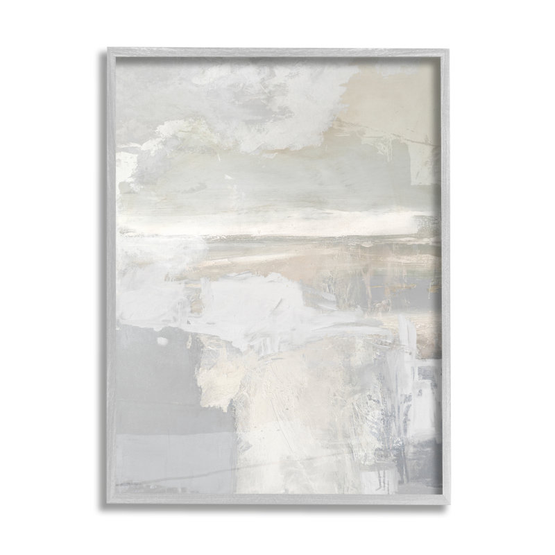 Peinture abstraite discrète encadrée sur bois, H 30 po x l 24 po x P 1,5 po, Estampe numérique Farmhouse