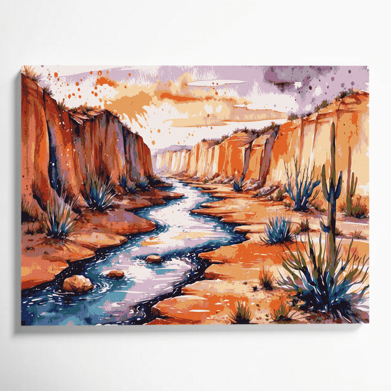 Art mural sur toile beige du sud-ouest, paysages Arroyo Stream 96, H 8 po x l 10 po