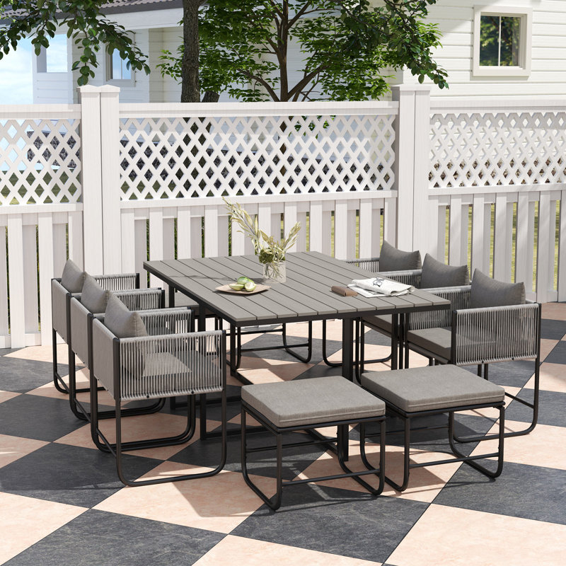 Rectangular 11 - Piece 6 - Person 165Cm L Outdoor Table Set