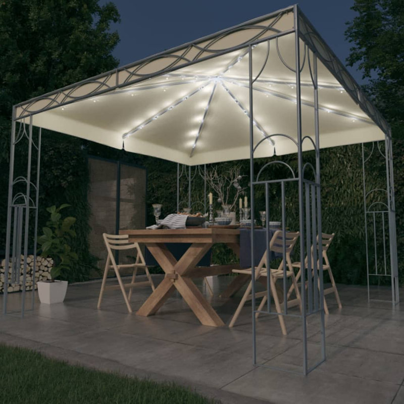 Chatsworth Gazebo With LED String Lights 300X300 Cm_16, Cream