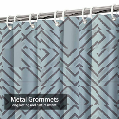 Rideau de douche moderne abstrait géométrique bleu avec 12 crochets