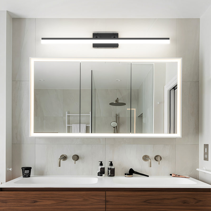 Éclairage pour meuble-lavabo à DEL 54,72 pouces 1 lumière à intensité variable 5CCT réglable (2500K-5300K) , Noir, 5CCT
