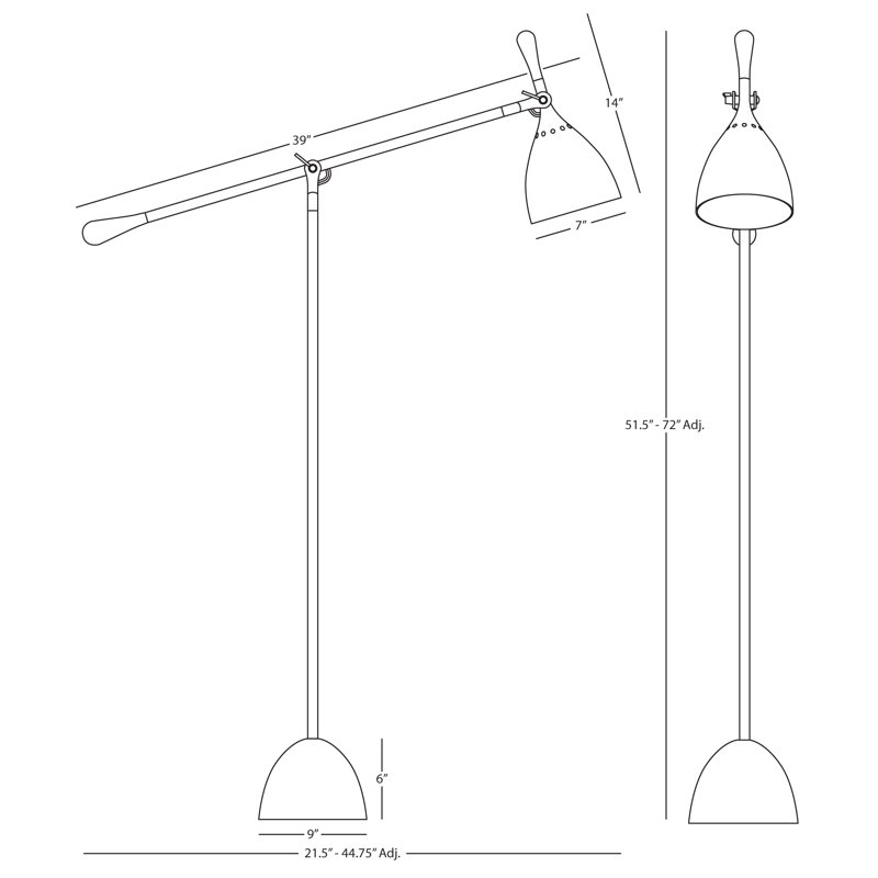 Ledger 51.5'' Task Floor Lamp, Warm Brass
