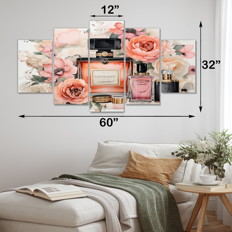 «Pink Fragrant Impressions Perfumes» - Parfums, art mural multi-panneaux