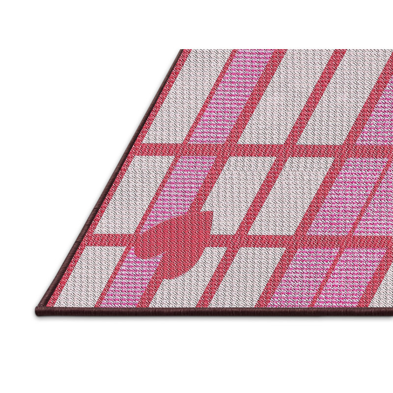 Tapis géométrique rose / gris, Rectangle 7 pi x 9 pi