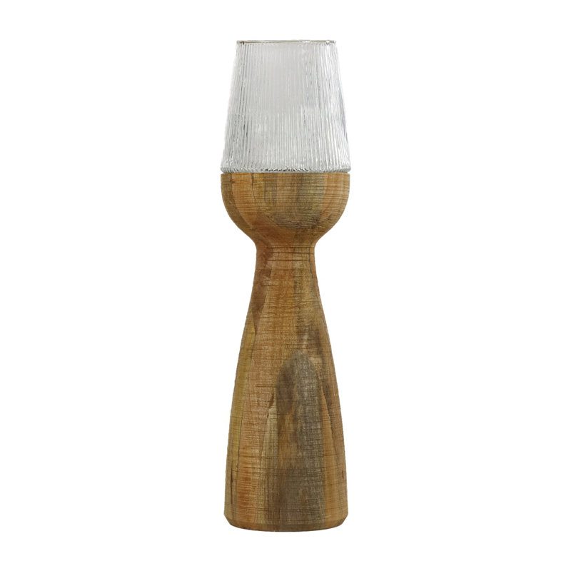 Arbre ouragan brun foncé / vase en bois de manguier, Naturel, H 32 po x l 8,66 po x P 8,66 po