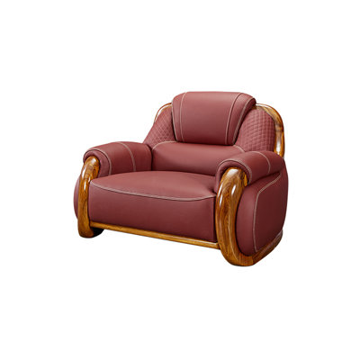 European Solid Wood Leather Modern Simple Chair Leather Armchair