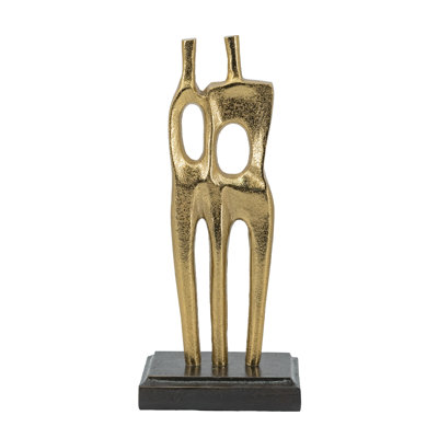Figurine abstraite en aluminium sur support rectangulaire 6 po x 4 po x 14 po bronze / noir