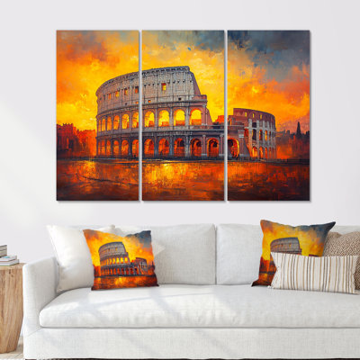 Ensemble de salon art antique Colosseum II - Colosseum, jaune et orange