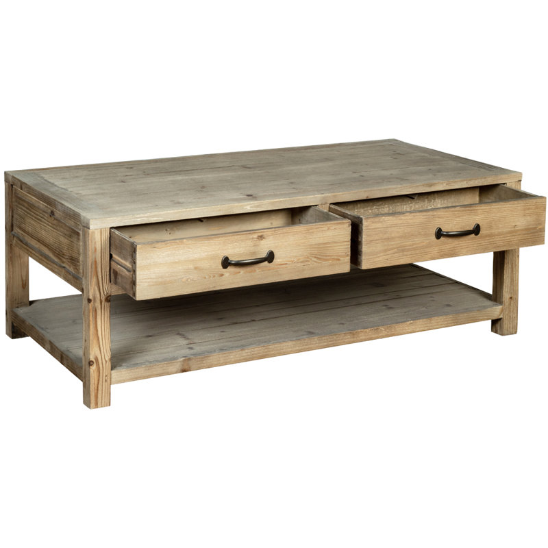 Trigg Solid Wood Four Leg Coffee Table with Storage