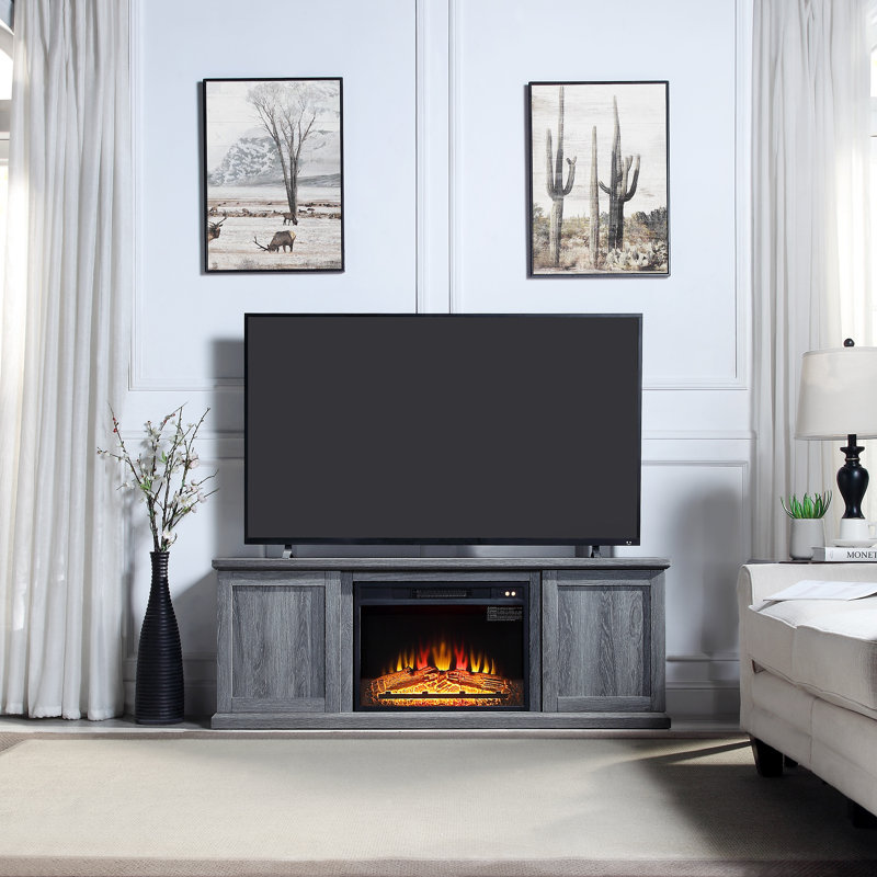 Franklin 60" Fireplace With 2 Doors In Grey
