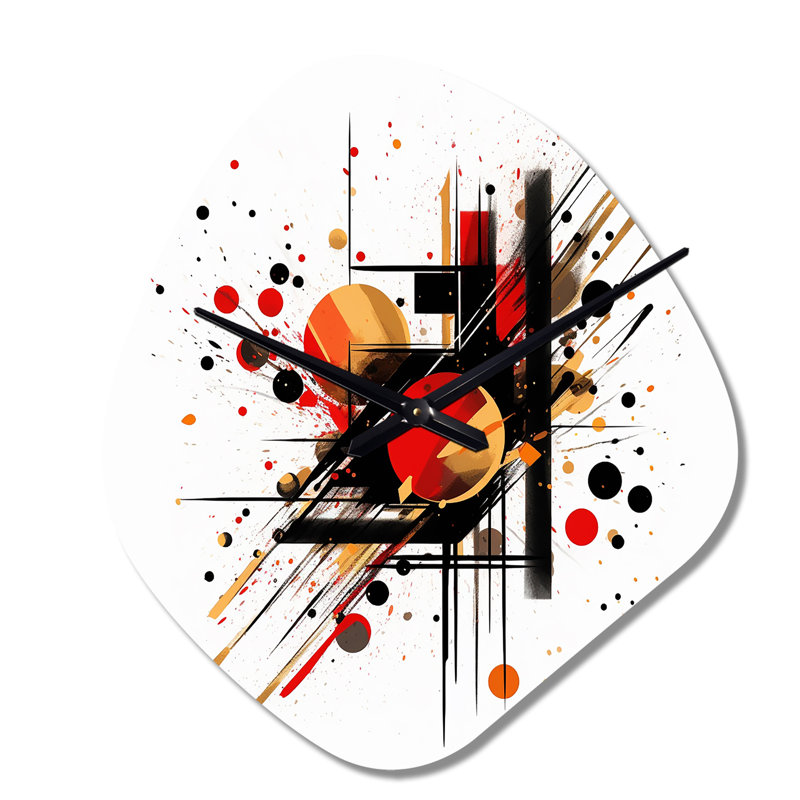 Symphonie abstraite rouge et noire II - horloge murale asymétrique en métal, horloge murale rouge, Grand